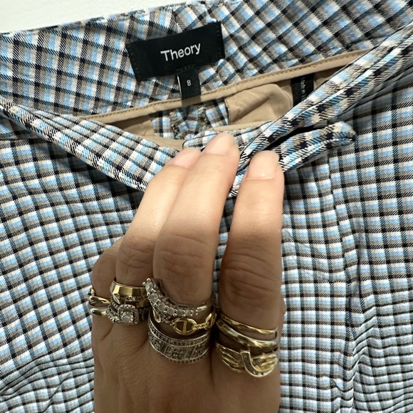 Theory Lynie Check Plaid Blue Black Tailored Short Size 8 NWOT - Picture 6 of 8